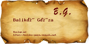 Balikó Géza névjegykártya
