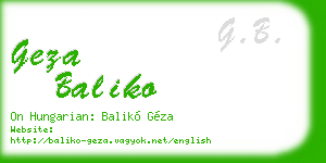 geza baliko business card